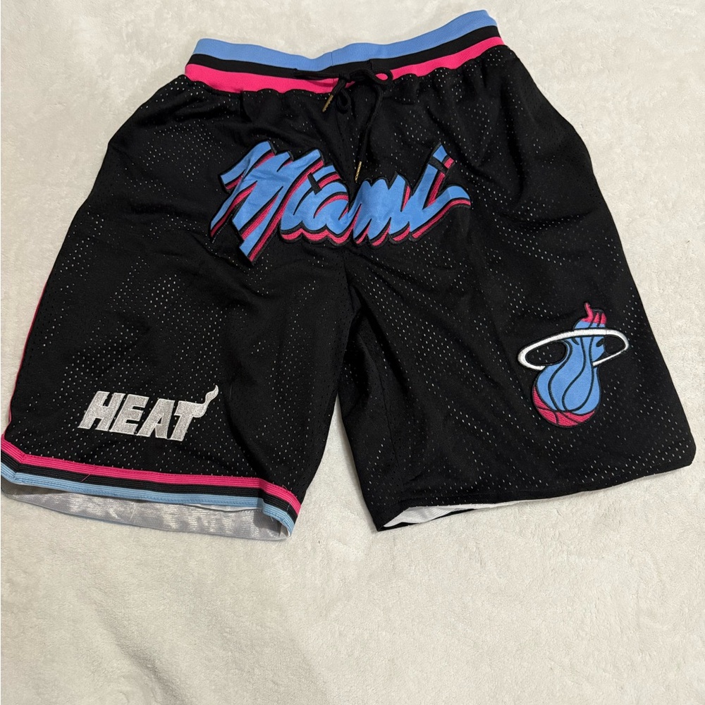 Just Don Black and Pink Athletic Shorts with Elastic Waistband